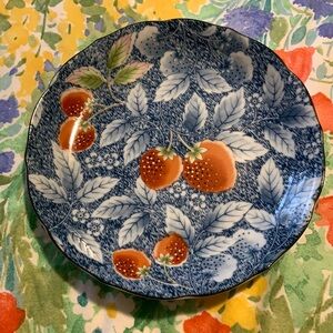 Strawberry Blue Floral Leaf Plate Andrea by Sadek